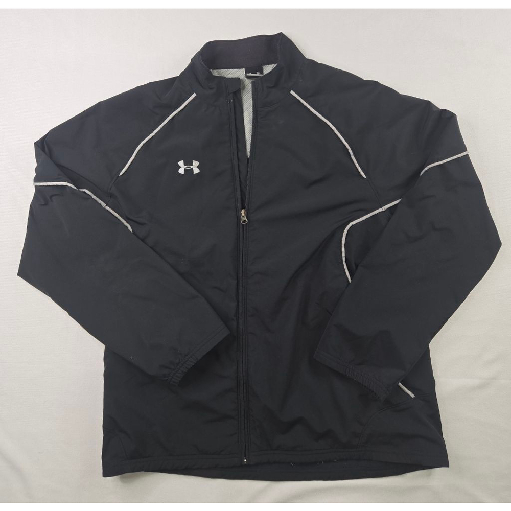 Men's Under Armour Black White Windbreaker Jacket Size L